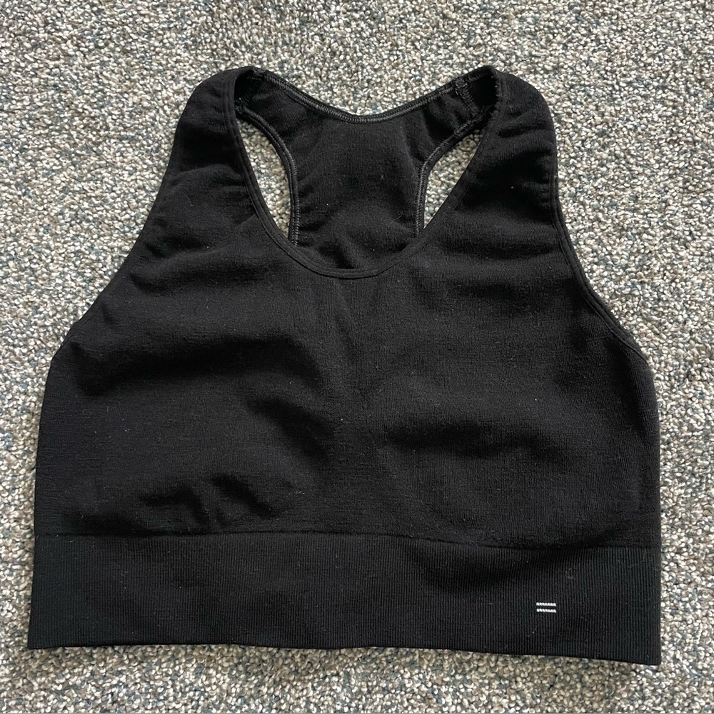 Branwyn wool Black Sports Bra